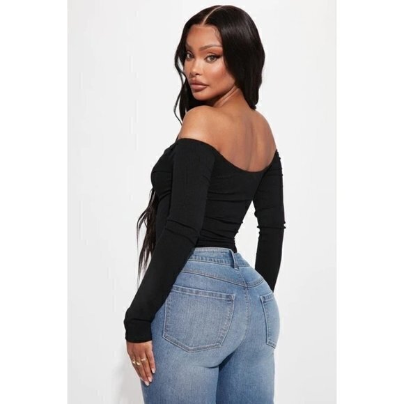 Fool In‎ Love Off Shoulder Bodysuit Black Size 2X RefFNB - Picture 16 of 16